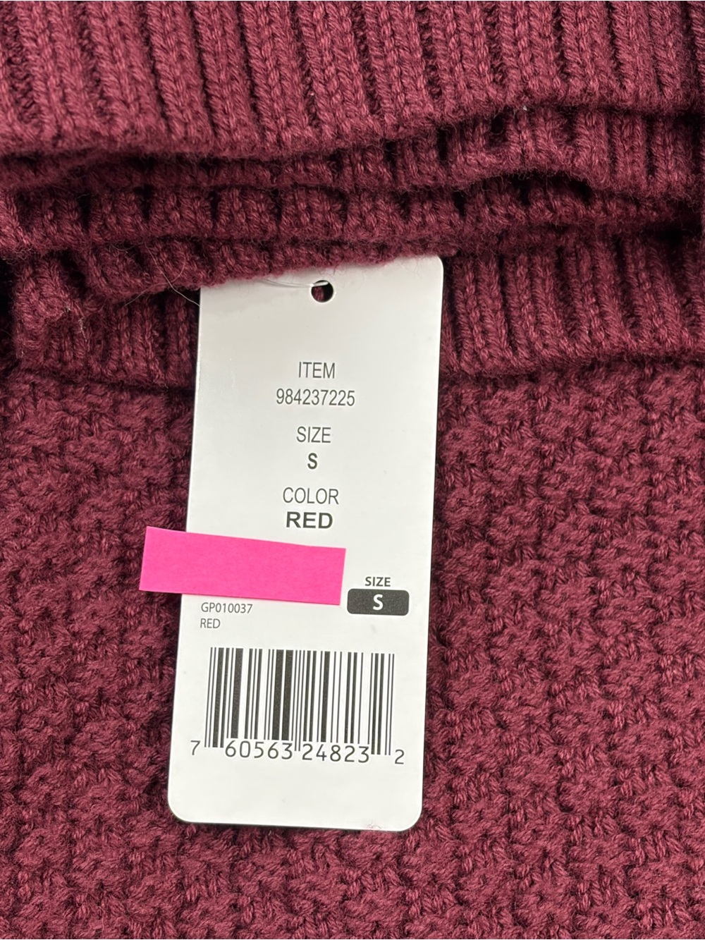 Gap Open Front Cardigan Sweater Small Burgundy Waffle Knit Long Sleeve Pockets - Picture 11 of 13